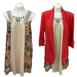 Rewind Dress Blazer Womens Large Flowy Southwestern Boho Beach Peasant Office